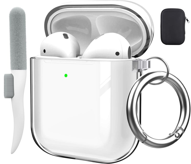 Valkit Compatible AirPod Case Cover, Clear Airpods Case with Keychain Soft TPU Protective Cover Shockproof Case for Girls Women Men Compatible with Apple AirPods Charging Case 2 & 1 - Transparent - Image 1